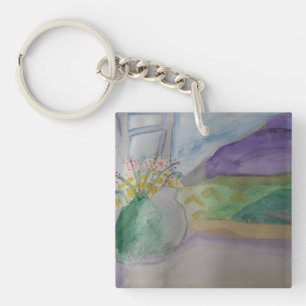 Porte-clés Fleurs Sur L'Acrylique De La Fenêtre