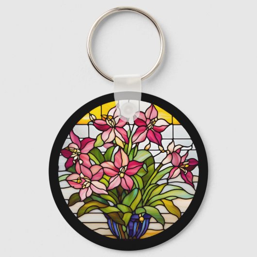 Porte-clés Fleurs sur verre tendu (Recto)