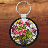 Porte-clés Fleurs sur verre tendu (Recto)