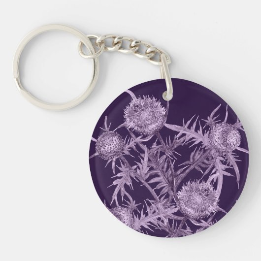 Porte-clés fleurs THISTLE violet fleur motif (Devant)