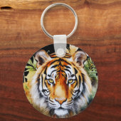 Porte-clés Fleurs Tiger Pastel Safari Aquarelle Savannah (Verso)