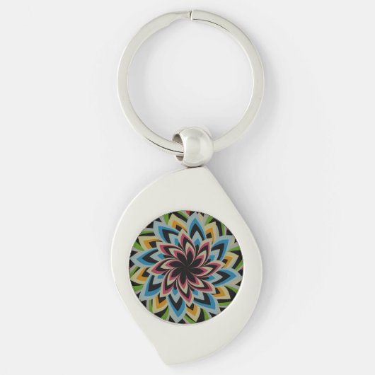 PORTE-CLÉS FLEURS TOURBILLON COLORÉES (Devant)