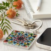 PORTE-CLÉS FLEURS TOURBILLON COLORÉES (Devant Droit)