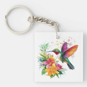 Porte-clés Fleurs tropicales des colibris