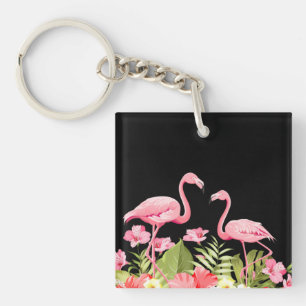 Porte-clés Fleurs Tropicales Et Flamants-32146