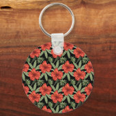 Porte-clés Fleurs tropicales rouges motif sans couture feuill (Recto)