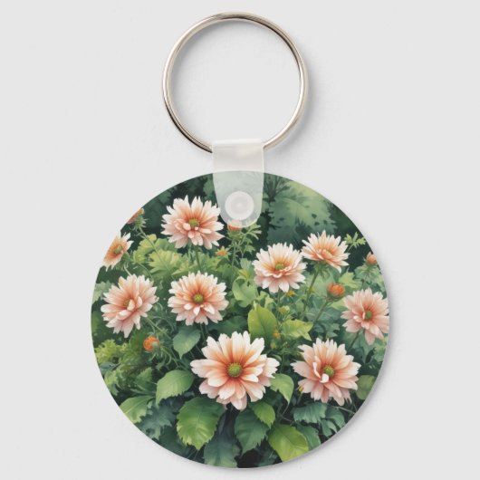 Porte-clés Fleurs Verdure Elégante Aquarelle (Recto)