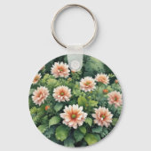 Porte-clés Fleurs Verdure Elégante Aquarelle (Verso)