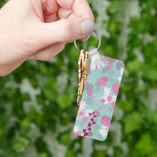 Porte-clés fleurs vertes (main)