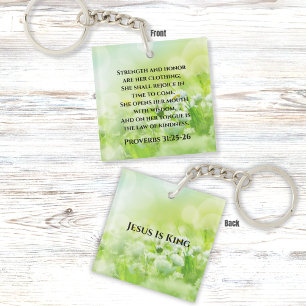 Porte-clés Fleurs vertes élégantes Vertes Inspiration Bible V