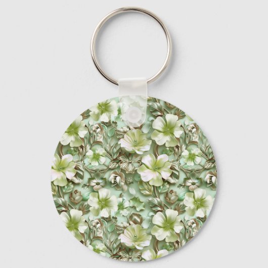 Porte-clés Fleurs Vertes Stylisées (Recto)