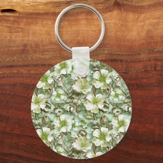 Porte-clés Fleurs Vertes Stylisées (Recto)