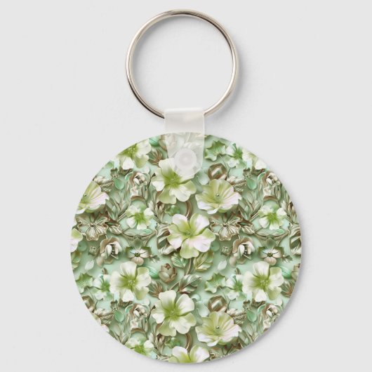 Porte-clés Fleurs Vertes Stylisées (Verso)