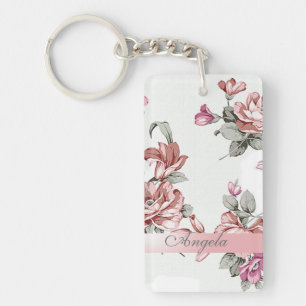 Porte-clés Fleurs vintages Chic Girly Personnalisées