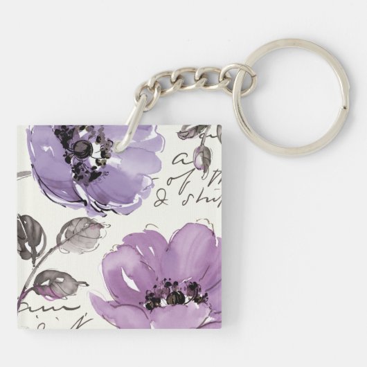 Porte-clés Fleurs violettes (Dos)
