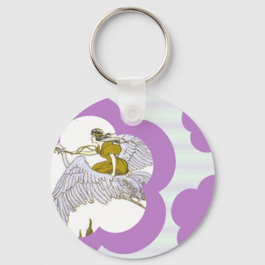 Porte-clés Fleurs violettes & ; bandes (Recto)