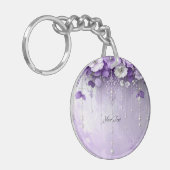 Porte-clés Fleurs Violettes avec Perles Pendantes (Devant gauche)