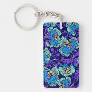 Porte-clés Fleurs violettes et bleues William Morris