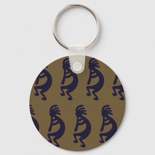 Porte-clés Flexibilité de la figure Kokopelli - Noir sur Vert (Recto)