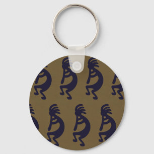 Porte-clés Flexibilité de la figure Kokopelli - Noir sur Vert