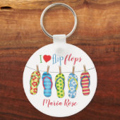 Porte-clés Flip Flops Tropical Moderne Plage d'été amusante (Recto)