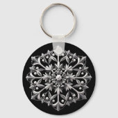Porte-clés Flocon de neige argenté sur fond noir (Verso)