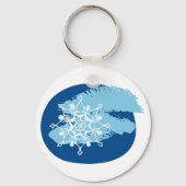Porte-clés Flocon de Neige Bleu Glacé Abstrait Cercle d'Hiver (Recto)