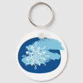 Porte-clés Flocon de Neige Bleu Glacé Abstrait Cercle d'Hiver (Verso)
