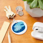 Porte-clés Flocon de Neige Bleu Glacé Abstrait Cercle d'Hiver