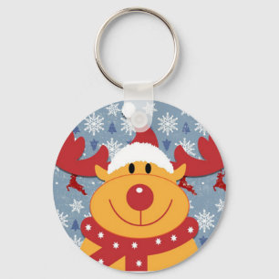 Porte-clés Flocon de neige de Noël bleu et Rudolf