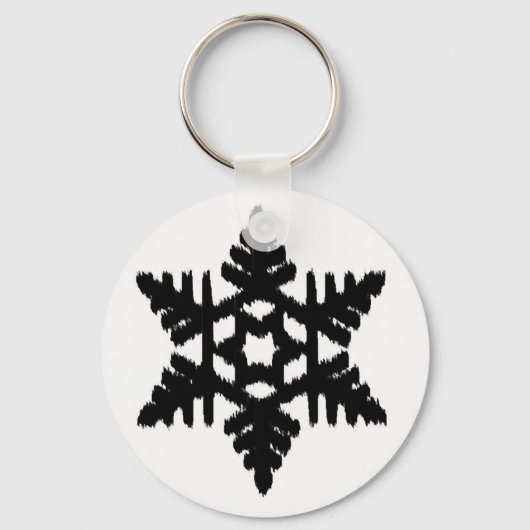 Porte-clés Flocon de neige Ikat - Blanc et noir (Recto)