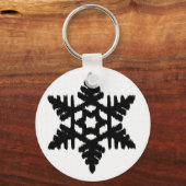 Porte-clés Flocon de neige Ikat - Blanc et noir (Recto)