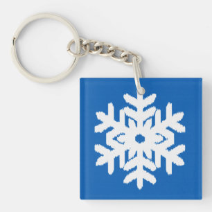 Porte-clés Flocon de neige Ikat - Bleu cobalt et blanc