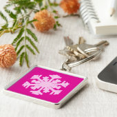 Porte-clés Flocon de neige Ikat - Fuchsia et rose glace (Côté)