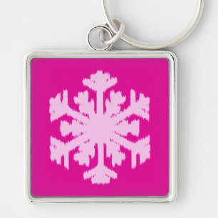 Porte-clés Flocon de neige Ikat - Fuchsia et rose glace