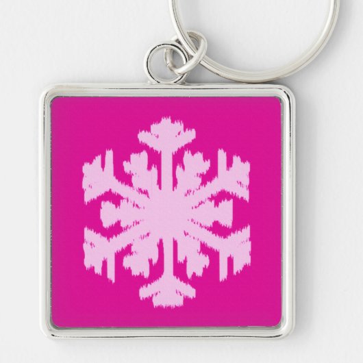 Porte-clés Flocon de neige Ikat - Fuchsia et rose glace (Devant)