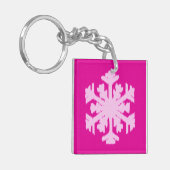 Porte-clés Flocon de neige Ikat - Fuchsia et rose glace (Devant gauche)