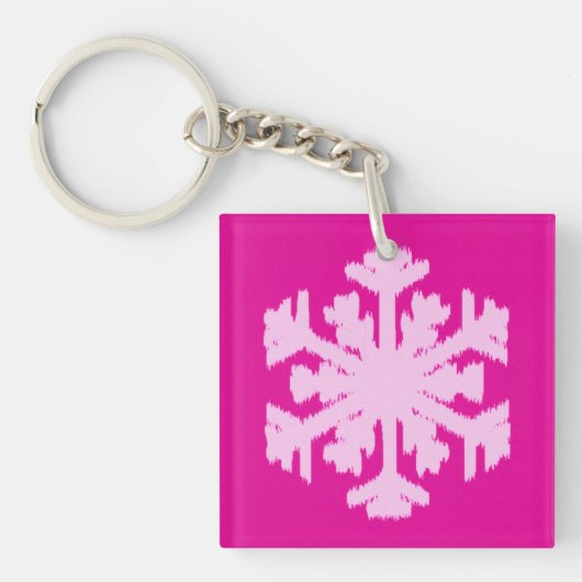 Porte-clés Flocon de neige Ikat - Fuchsia et rose glace (Devant)