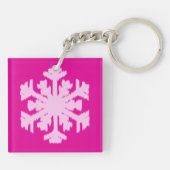 Porte-clés Flocon de neige Ikat - Fuchsia et rose glace (Dos)
