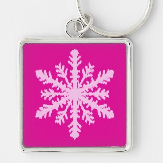 Porte-clés Flocon de neige Ikat - Fuchsia et rose glace (Devant)
