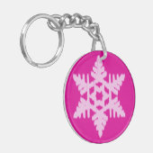 Porte-clés Flocon de neige Ikat - Fuchsia et rose glace (Devant gauche)