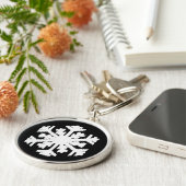 Porte-clés Flocon de neige Ikat - Noir et blanc (Côté)