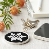 Porte-clés Flocon de neige Ikat - Noir et blanc (Côté)