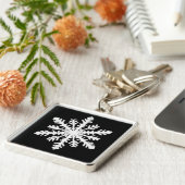 Porte-clés Flocon de neige Ikat - Noir et blanc (Côté)