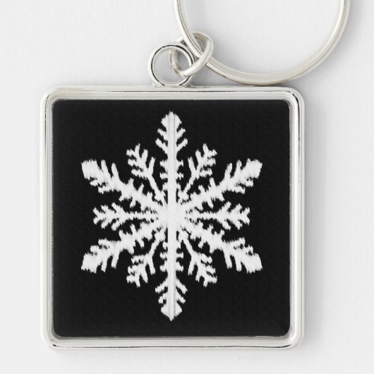 Porte-clés Flocon de neige Ikat - Noir et blanc (Devant)