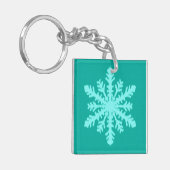 Porte-clés Flocon de neige Ikat - Turquoise et aqua (Devant gauche)