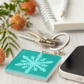 Porte-clés Flocon de neige Ikat - Turquoise et aqua (Devant Droit)