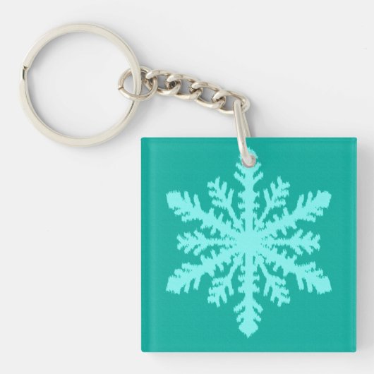 Porte-clés Flocon de neige Ikat - Turquoise et aqua (Devant)