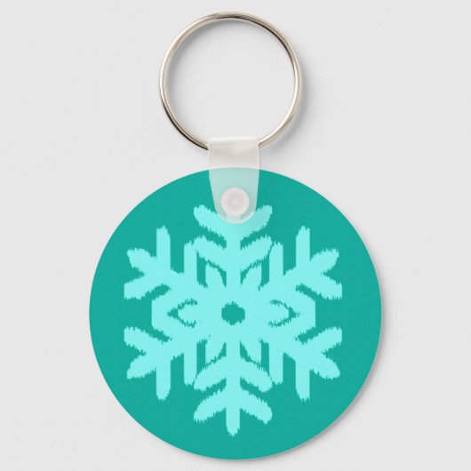 Porte-clés Flocon de neige Ikat - Turquoise et aqua (Recto)