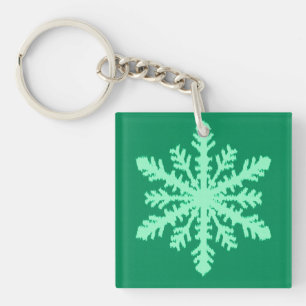 Porte-clés Flocon de neige Ikat - Vert pin et menthe